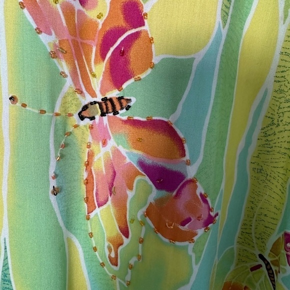 Mango Bay Tunic Novelty Butterflies with Sequins V-Neck w/ Small Side Slit Sz XL - Picture 5 of 9